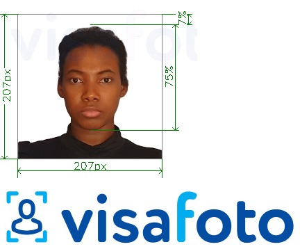 Esimerkkikuva Kenian viisumi 207x207 pikseliä, joka täyttää tarkat kokovaatimukset