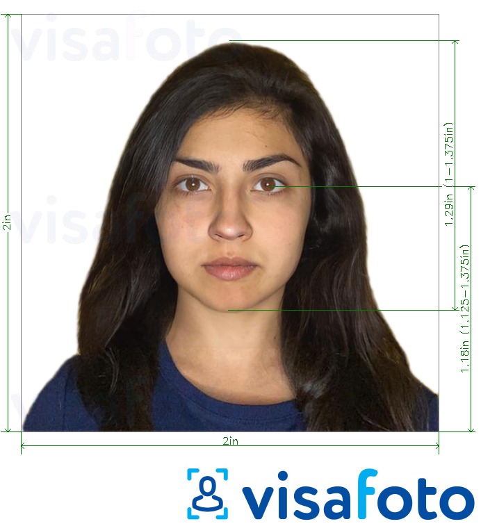 Esimerkkikuva Pakistanin viisumi 2x2 tuumaa (USA: sta), joka täyttää tarkat kokovaatimukset