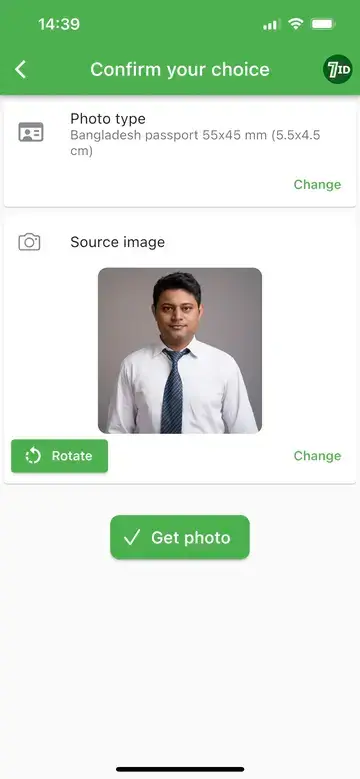 7ID App: Bangladesh passport Photo Size