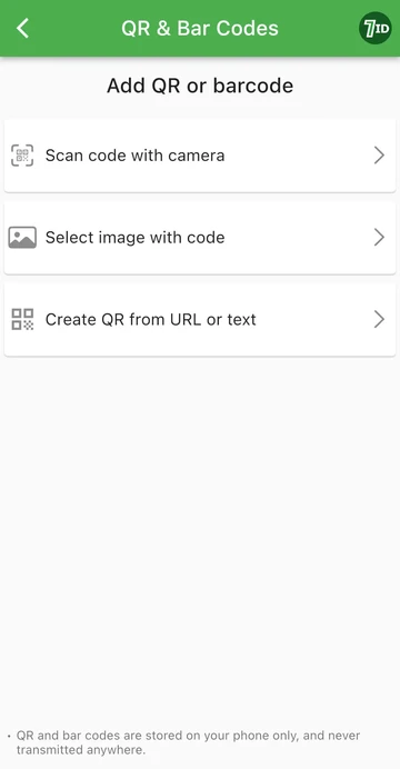 Приложение 7ID: добавьте QR или штрих-код