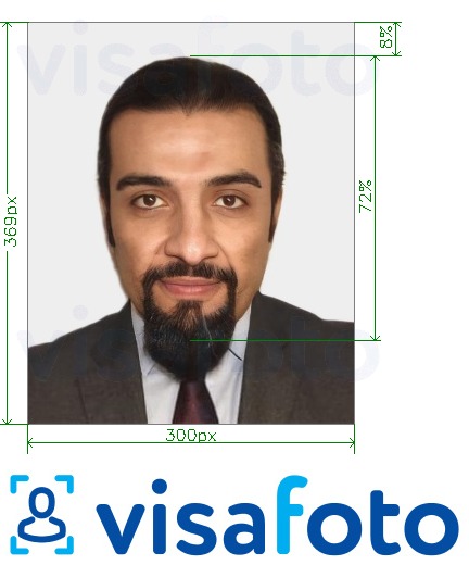 Esimerkkikuva UAE Visa verkossa Emirates.com 300x369 pikseliä, joka täyttää tarkat kokovaatimukset