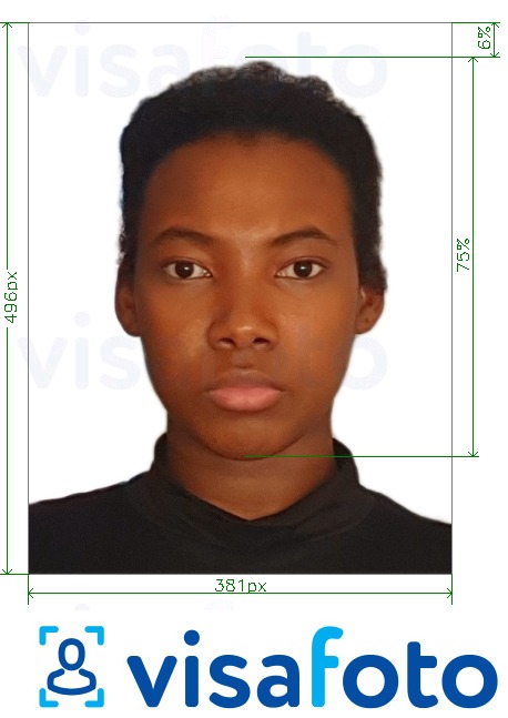 Esimerkkikuva Angolan viisumi verkossa 381x496 pikseliä, joka täyttää tarkat kokovaatimukset