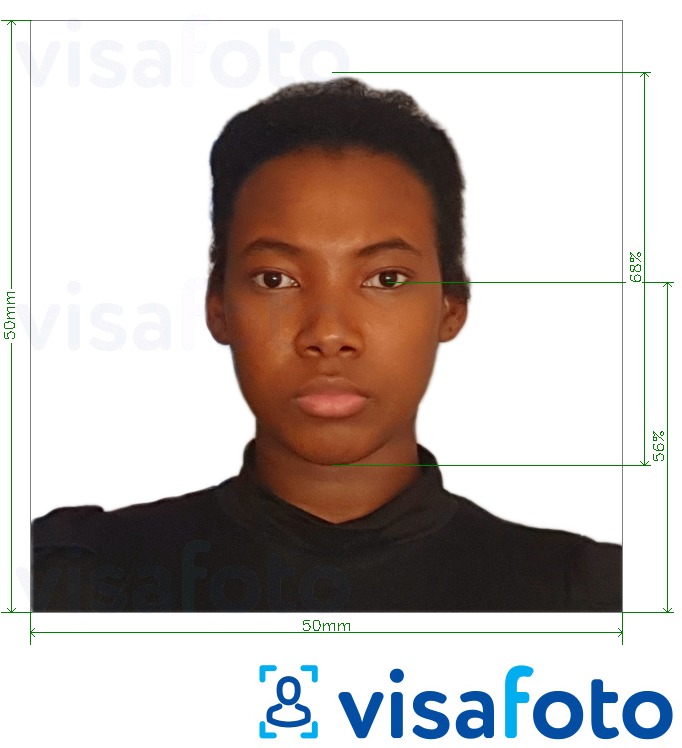 Esimerkkikuva Barbadoksen viisumi 5x5 cm, joka täyttää tarkat kokovaatimukset