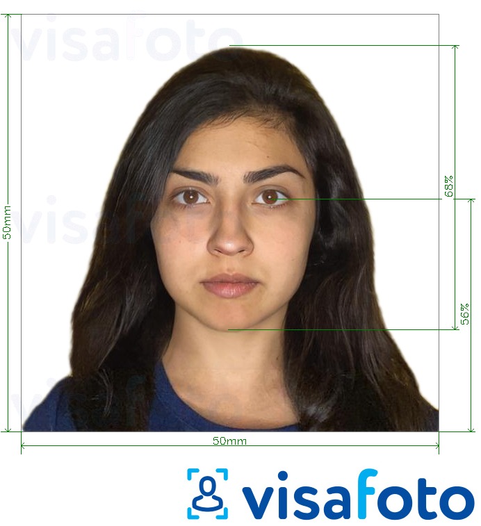 Esimerkkikuva Chile Visa 5x5 cm, joka täyttää tarkat kokovaatimukset