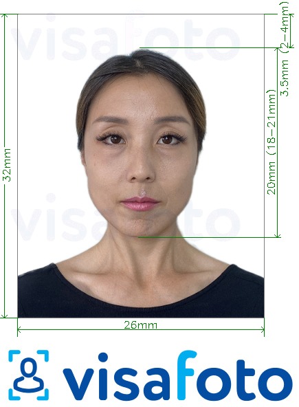 Esimerkkikuva China Resident ID -kortti 26x32 mm, joka täyttää tarkat kokovaatimukset