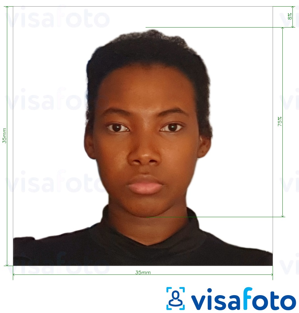 Esimerkkikuva Gabonin viisumi 35x35 mm (3,5x3,5 cm), joka täyttää tarkat kokovaatimukset