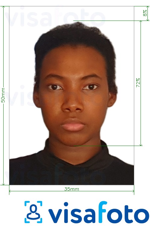 Esimerkkikuva Guinea Conakry -viisumi 35x50mm, joka täyttää tarkat kokovaatimukset