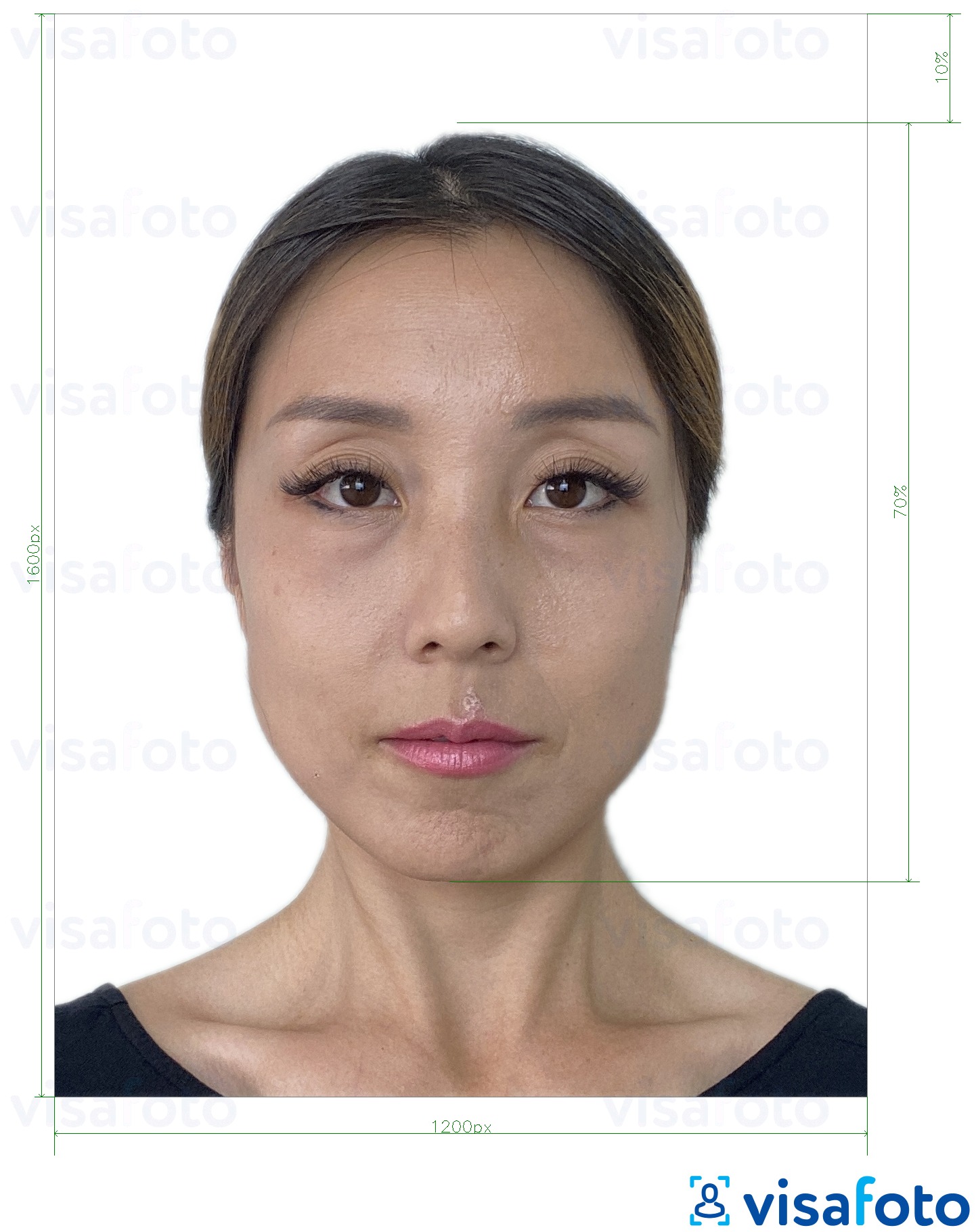 Esimerkkikuva Hongkongin sähköinen passi 1200x1600 pikseliä, joka täyttää tarkat kokovaatimukset