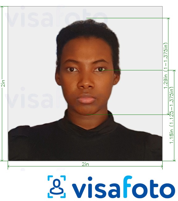Esimerkkikuva Itä-Afrikka viisumi valokuva 2x2 tuumaa (Kenia) (51x51mm, 5x5 cm), joka täyttää tarkat kokovaatimukset
