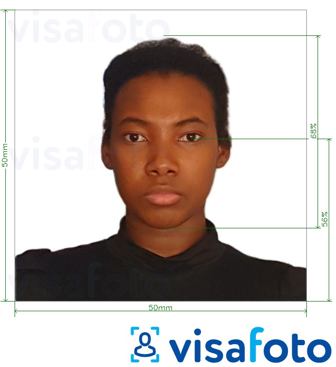 Esimerkkikuva Madagaskarin viisumi 5x5 cm (50x50 mm), joka täyttää tarkat kokovaatimukset
