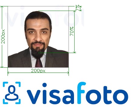 Esimerkkikuva Saudi Hajj viisumi 200x200 pikseliä, joka täyttää tarkat kokovaatimukset