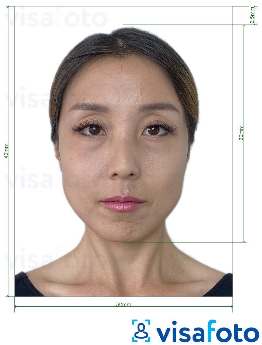 Esimerkkikuva Vietnam-henkilökortti 3 x 4 cm (30 x 40 mm), joka täyttää tarkat kokovaatimukset